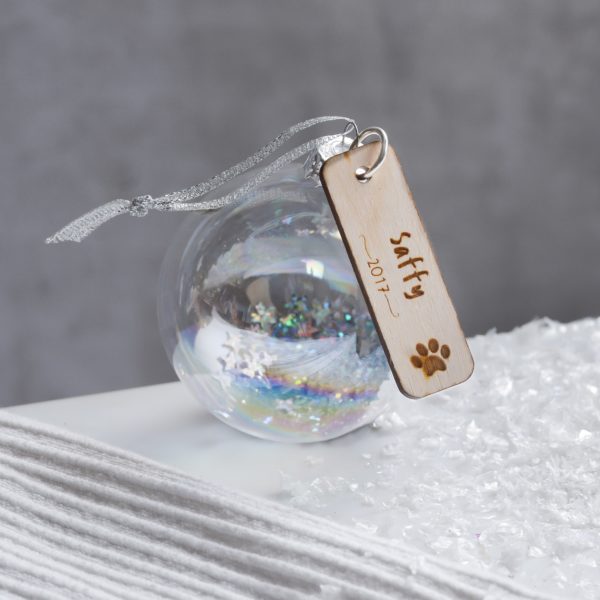 Personalised glass pet bauble